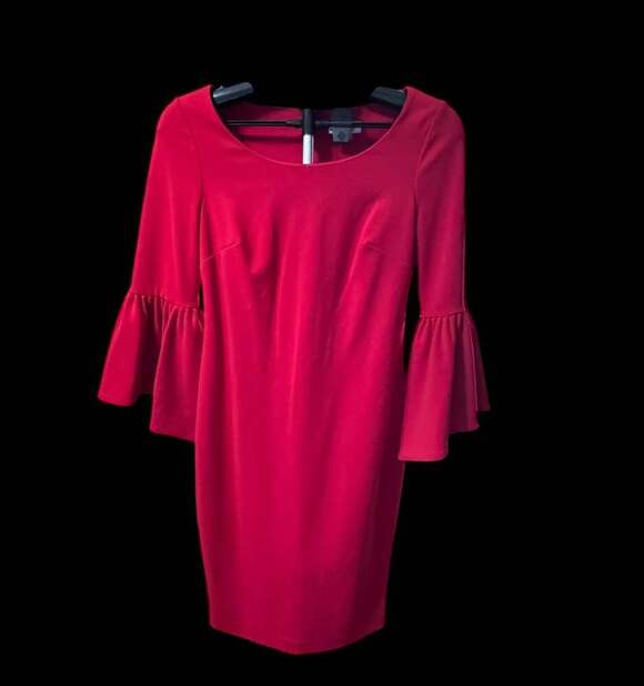 Calvin Klein Red Bell Sleeve Sheath Dress - Picture 1 of 1